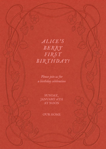 Red Strawberry Vine Invitation