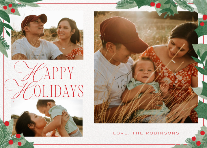 Photo Holly & Pine Frame Card