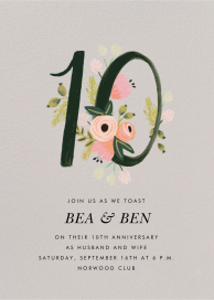Floral Anniversary 10 Invitation