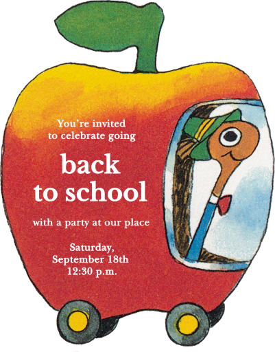 The Apple Car - Back to School Invitation by Richard Scarry
