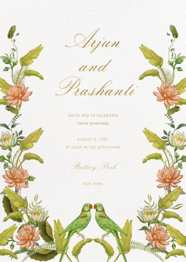 Parrots in Paradise - Indian Wedding Invitation by Sketch Design Studio