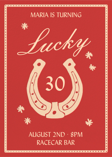 Lucky Horseshoe - 30th Birthday Invitation by Few & Fahr Studio