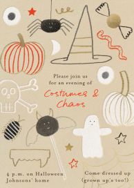 Costumes and Chaos - Party Invitation by Maisy Summer
