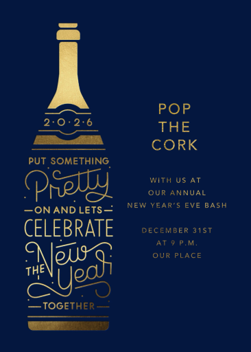 Pop Your Cork - New Year's Eve Invitation by Paperless Post