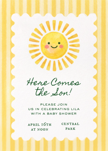 Watercolor Sun Baby Invitation