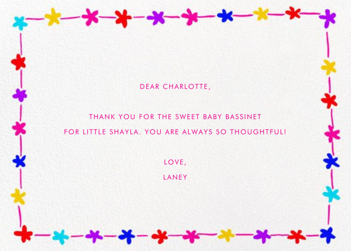 Floral Bunting Border - Thank You Card by Linda and Harriett - Back