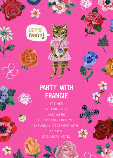 Le Chat (Tall) - Birthday Invitation by Nathalie Lété