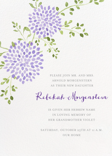 Watercolor Dahlias - Bris/Baby Naming Invitation by Paperless Post