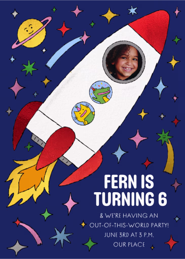 Little Rocket Ship - Birthday Invitation by Min Heo