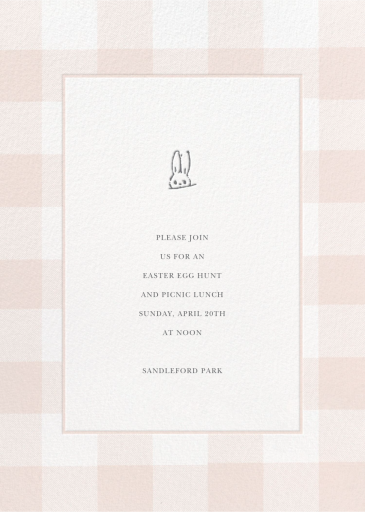 Buffalo Check Bunny - Invitation by Sugar Paper