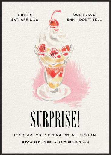 Sundae Sketch - Birthday Invitation by Sam Crosby
