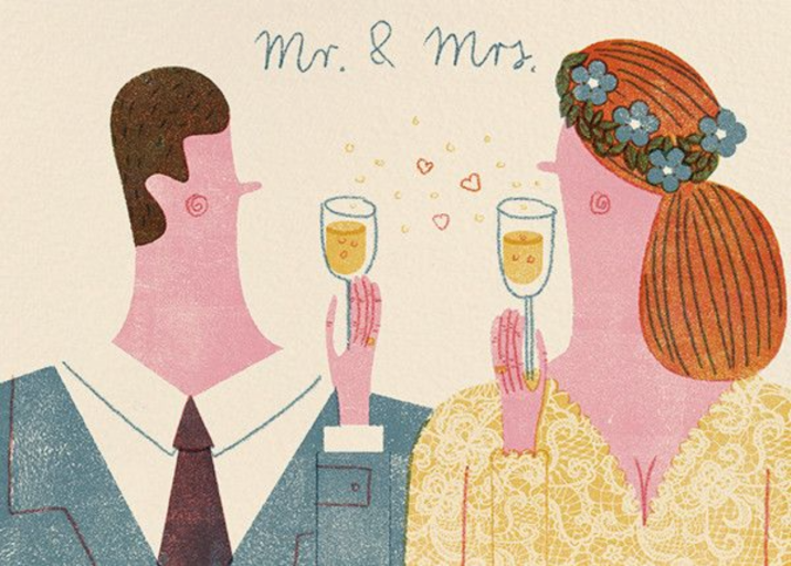 Mr. and Mrs. Bubbly (Barbara Dziadosz) - Congratulations Card by Red Cap Cards