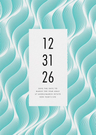 Invitación con diseño de líneas onduladas en color verde azulado