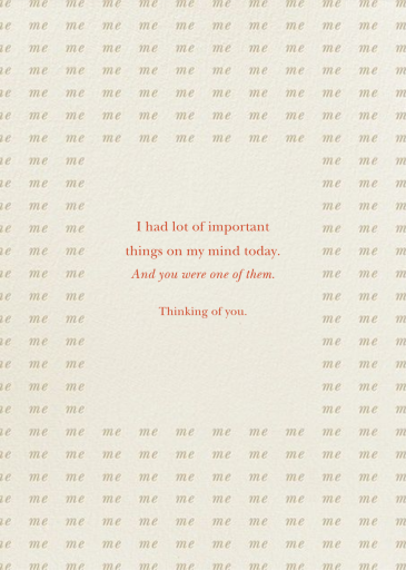 Thinking of You. For Once. - Greeting Card by Derek Blasberg - Back