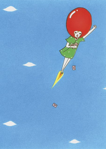 Delivery Ballon Girl (Naoshi) - Birthday Card by Red Cap Cards