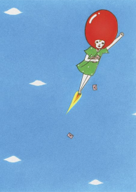 Delivery Ballon Girl (Naoshi) - Birthday Card by Red Cap Cards