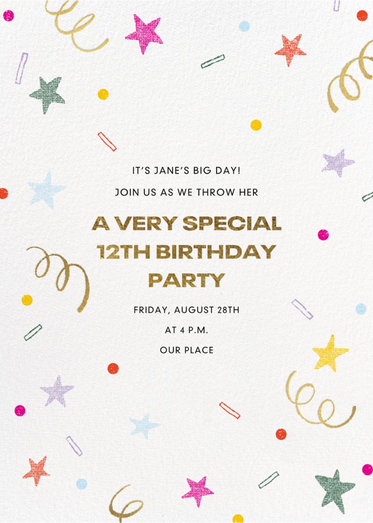 Confetti Fete Invitation Send online instantly RSVP tracking