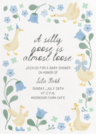 Invitación floral con ganso en acuarela
