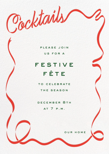 Cocktail Ribbon - Holiday Party Invitation by Cheree Berry Paper & Design