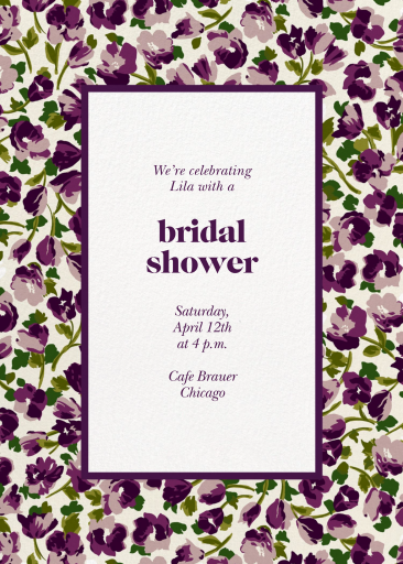 Purple Floral Bridal Invitation