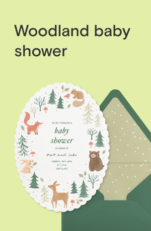 Woodland baby shower invitations