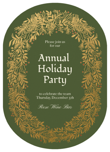 Golden Wreath - Holiday Party Invitation by Paperless Post