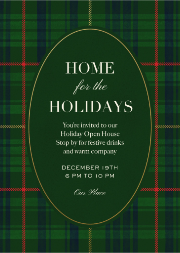Green Plaid Holiday Invitation