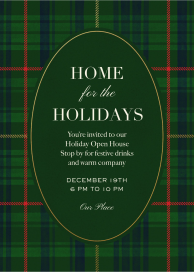 Green Plaid Holiday Invitation