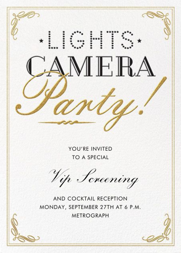 Lights, Camera, Party - Get-Together Invitation by Crate & Barrel