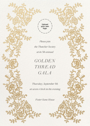 Gold Filigree Floral - Business Event Invitation by  Monique Lhuillier
