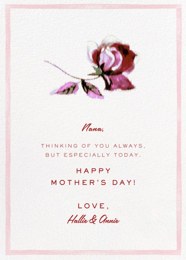 Abstracted Bloom (Greeting) - Mother's Day Card by Carolina Herrera - Back