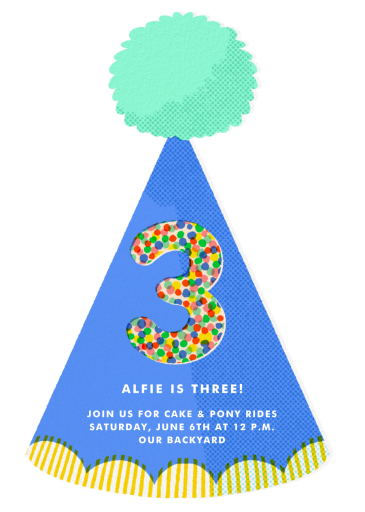 Party Hat Cutout (One) - Birthday Invitation by Hello!Lucky