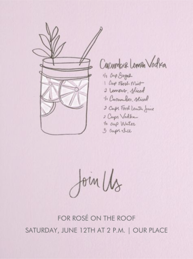 Cucumber Lemon Vodka - Cocktail Party Invitation by Linda and Harriett