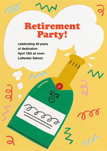 Smiling Champagne - Retirement and Farewell Party Invitation by Tess Smith-Roberts