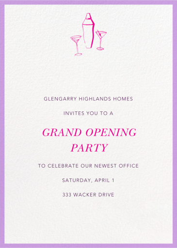 Cocktail Shaker & Glasses Invitation