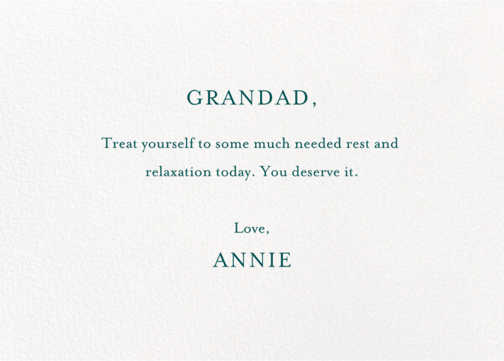 Grandfather Is Waterskiing Again - Father's Day Card by Mr. Boddington's Studio - Back
