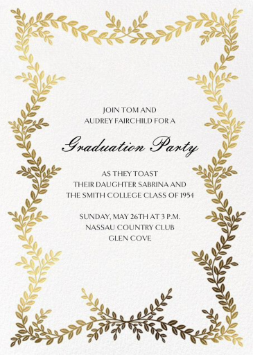 Gold Leaves - Graduation Party Invitation by Paperless Post