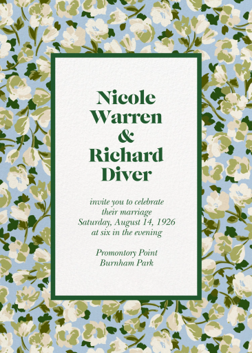 Blue Floral Border Invitation