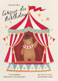 Circus Bear Birthday Invitation