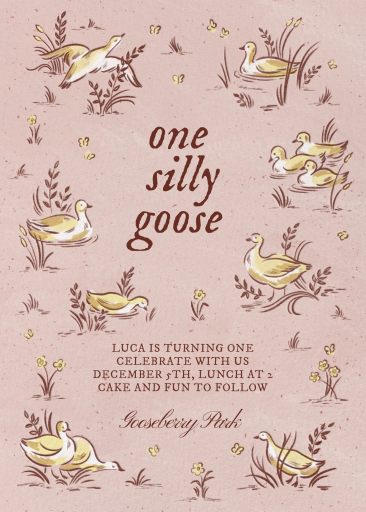 Gansos en un estanque - Invitación de cumpleaños de Paperless Post