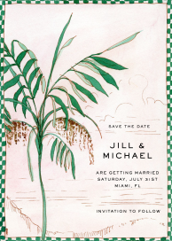Palm Tree Checkered Invitation