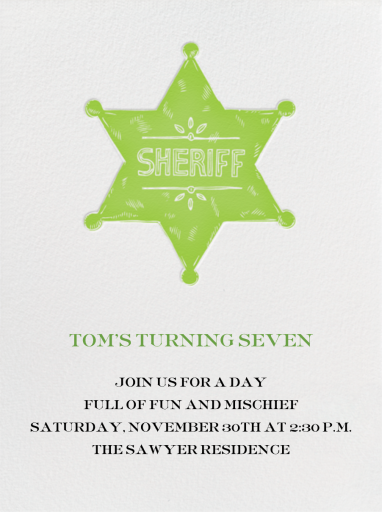 Sheriff Badge - Birthday Invitation by Paperless Post