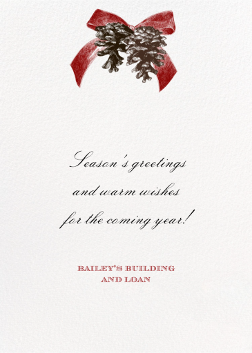 Pine Cone Bow - Business Holiday Card by Paperless Post