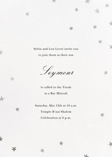 Nightly (Tall) - Bar & Bat Mitzvah Invitation by Paperless Post