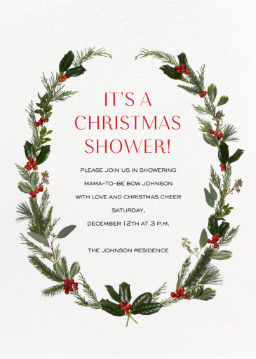 Holly Wreath - Baby Shower Invitation by Paperless Post