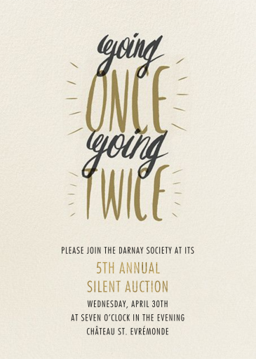 Goin Once Going Twice - Fundraiser Invitation by Paperless Post