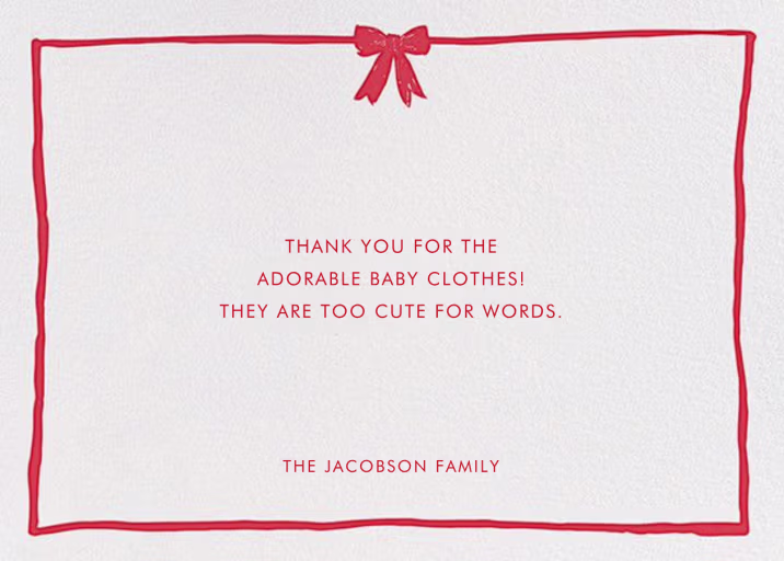 Red Party Bow - Thank You Card by Linda and Harriett