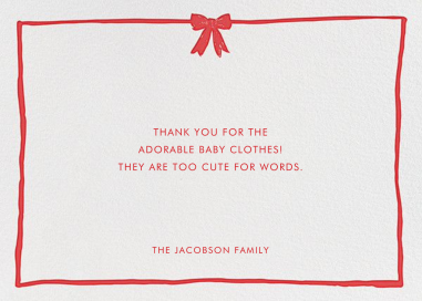 Red Party Bow - Thank You Card by Linda and Harriett