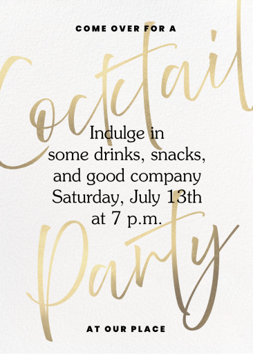 Golden Script  Invitación a una fiesta de cóctel de Paperless Post