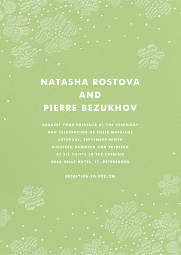 Blossoms on Tulle I Tall - Wedding Invitation by Oscar de la Renta